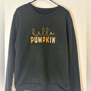 SHEIN XL Black Pullover Sweatshirt Fall Hello Pumpkin Halloween Crewneck
